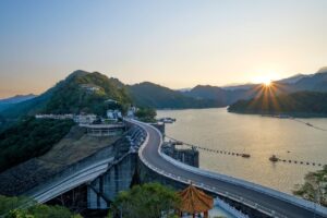 taiwan, peach orchard, shimen reservoir