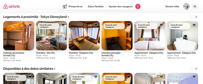 airbnb PVT Japon Tokyo logement court terme arrivée